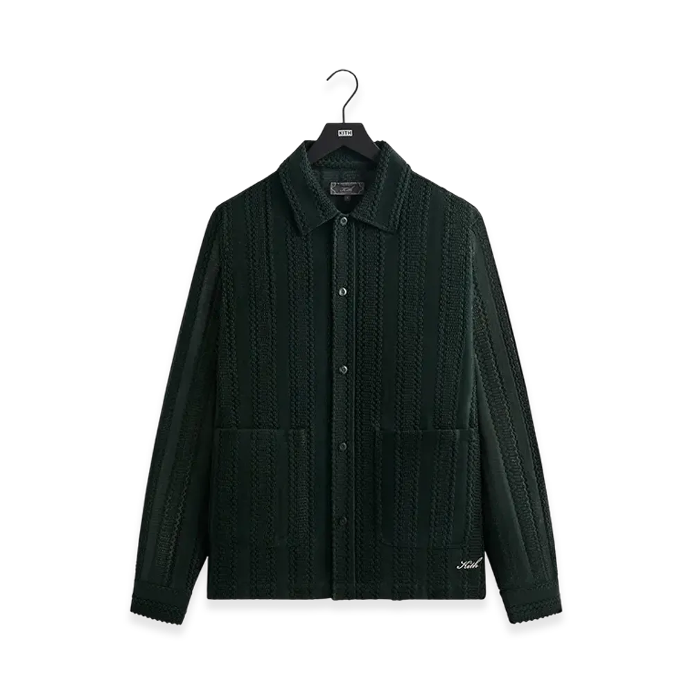 Kith Ladder Lace Long Sleeve Boxy Collared Overshirt "Stadium"