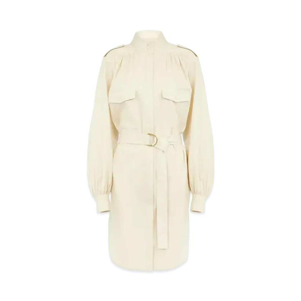 Chloe Utilitarian Shirt Dress In Light Cotton Poplin "Secret Brown"