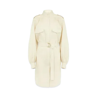Chloe Utilitarian Shirt Dress In Light Cotton Poplin "Secret Brown"