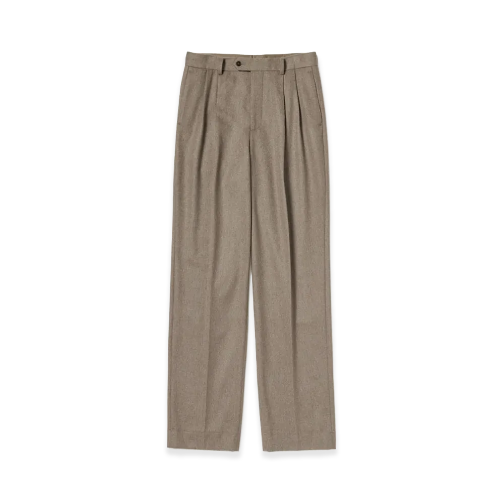 AURALEE Cashmere Moleskin Two-Tuck Slacks "Top Brown Beige"
