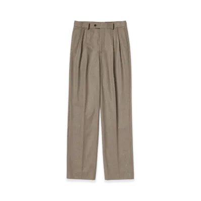 AURALEE Cashmere Moleskin Two-Tuck Slacks "Top Brown Beige"