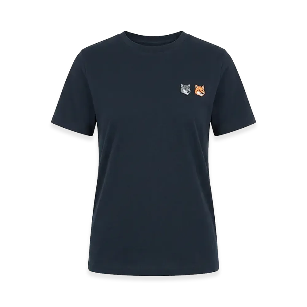 Maison Kitsune Women's Fox Embroidery Crewneck Short Sleeve T-Shirt Double Bold Fox "Black"