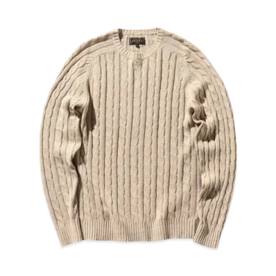 BEAMS Crew Cable Cotton Linen "Beige"