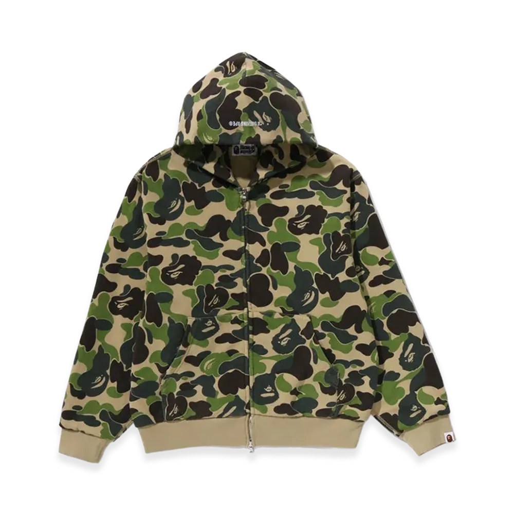 A BATHING APE ABC Camo Heavy Wash Cropped Fit Zip Hoodie "Green"