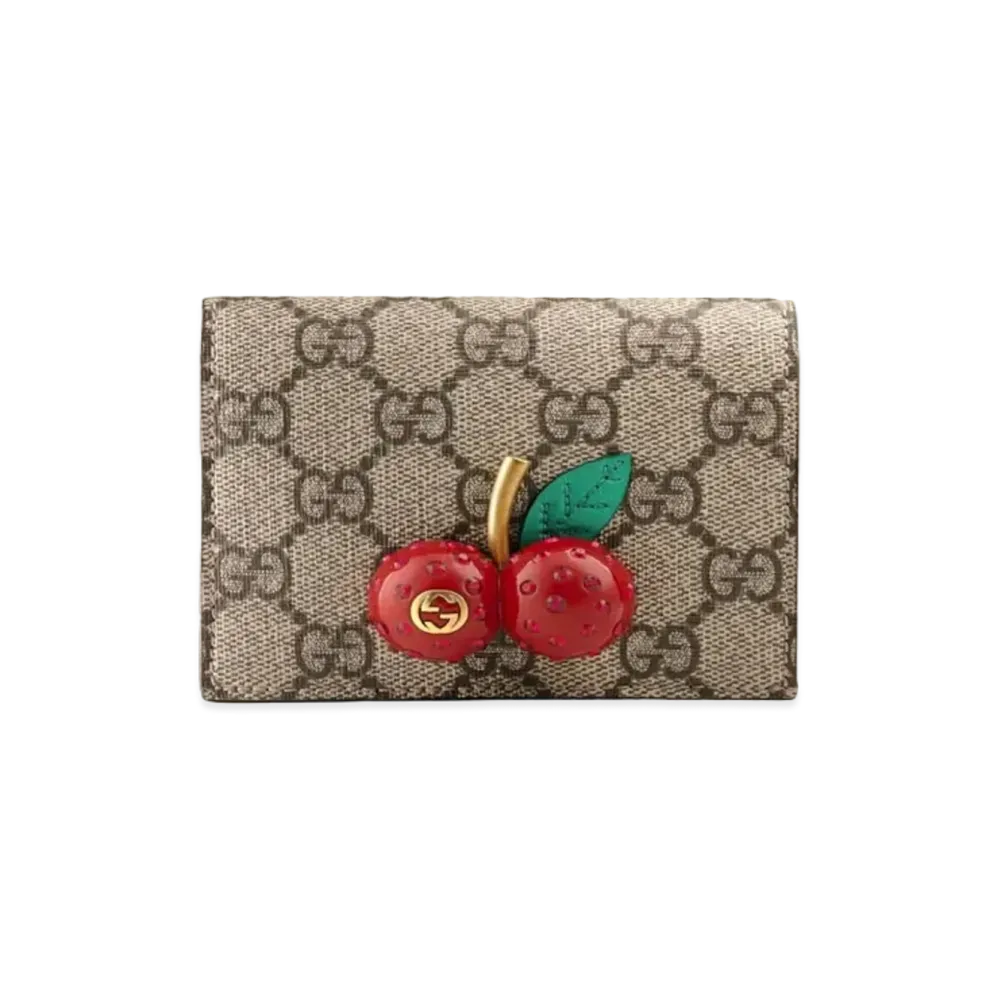 GUCCI Cherry GG Supreme Canvas Card Case
