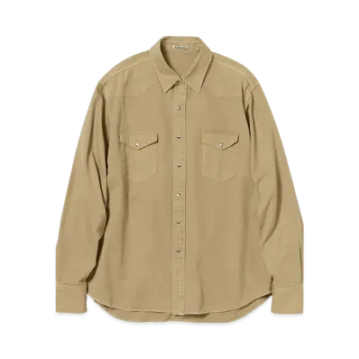 AURALEE Product Dyed Finx Gabardine Western Shirt "Dyed Beige"