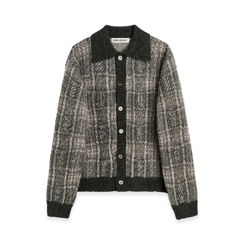 OUR LEGACY Evening Polo "Grand Check Fuzzy Alpaca"