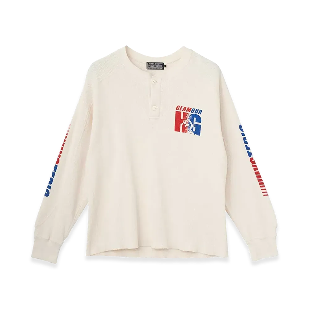 HYSTERIC GLAMOUR Guitar Girl HG Henry Neck Sweatshirt "White"
