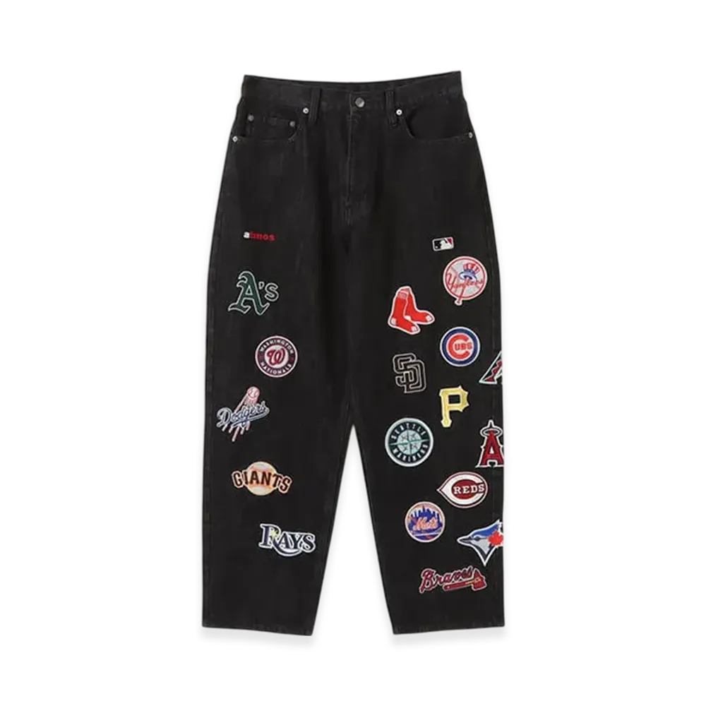atmos x MLB All Teams Patch Denim Pants "Black"