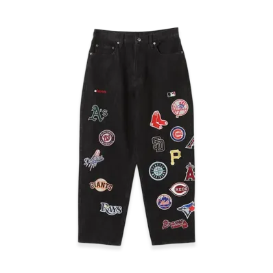 atmos x MLB All Teams Patch Denim Pants "Black"