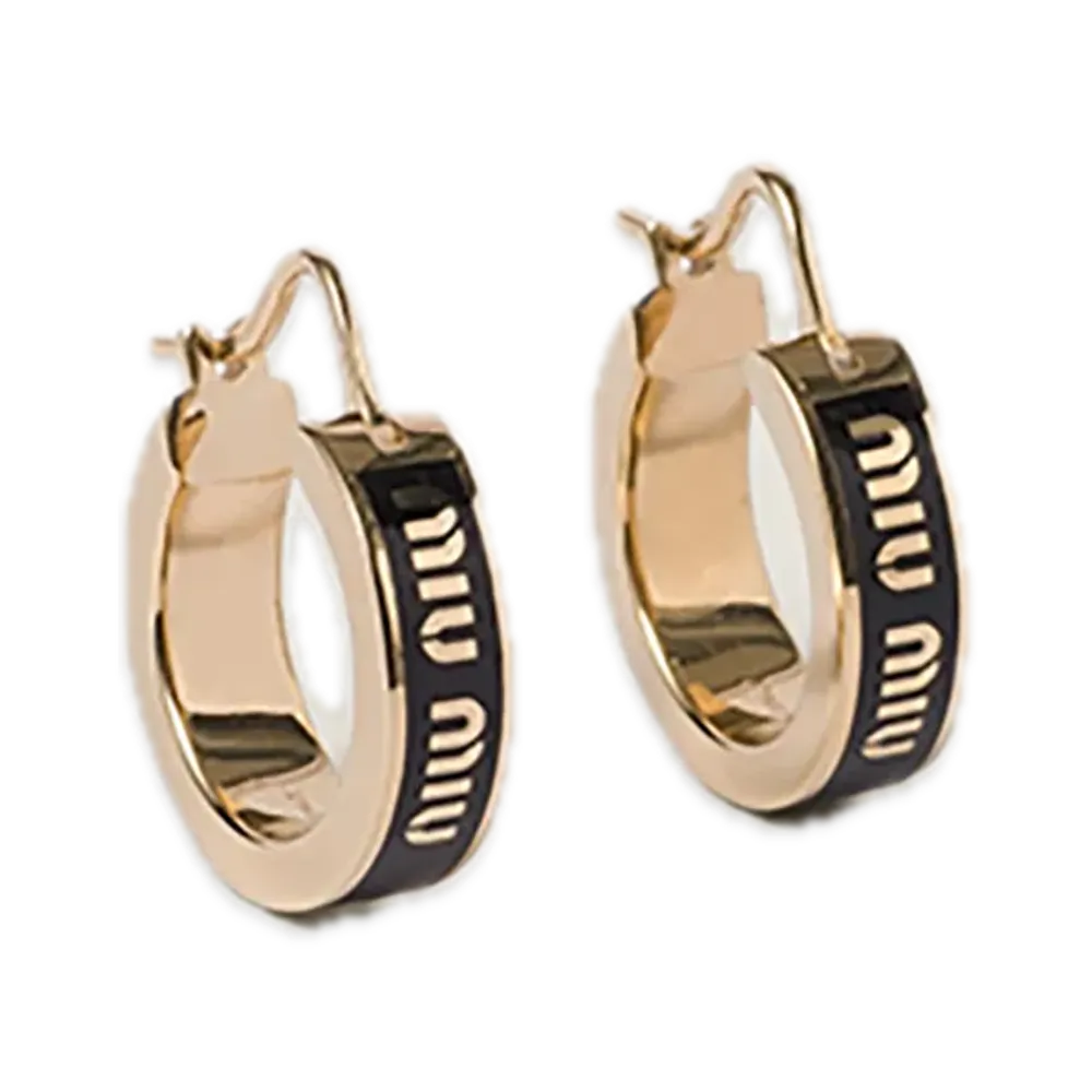 MIU MIU Enamel Metal Earrings "Black"