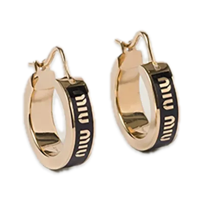 MIU MIU Enamel Metal Earrings "Black"