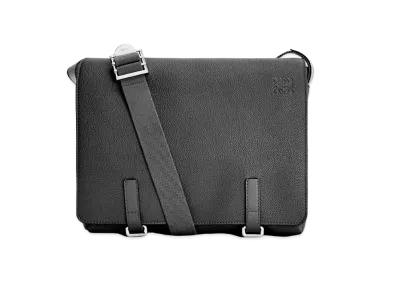 LOEWE Military Messenger Bag In Soft Grained Calfskin "Black"