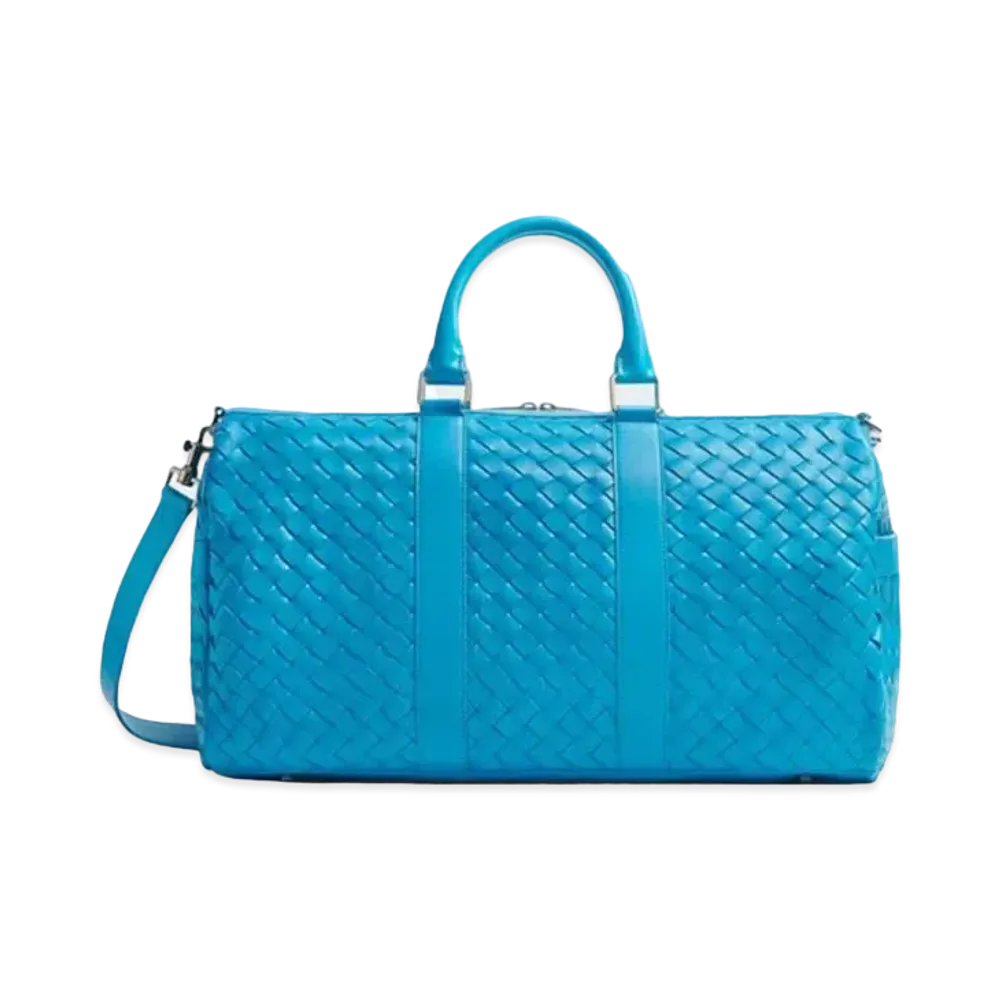 Bottega Veneta Medium Classic Intrecciato Woven Leather Travel Bag "Pool"