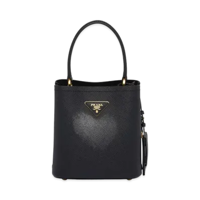 PRADA Panier Saffiano Leather Small Bag "Black"