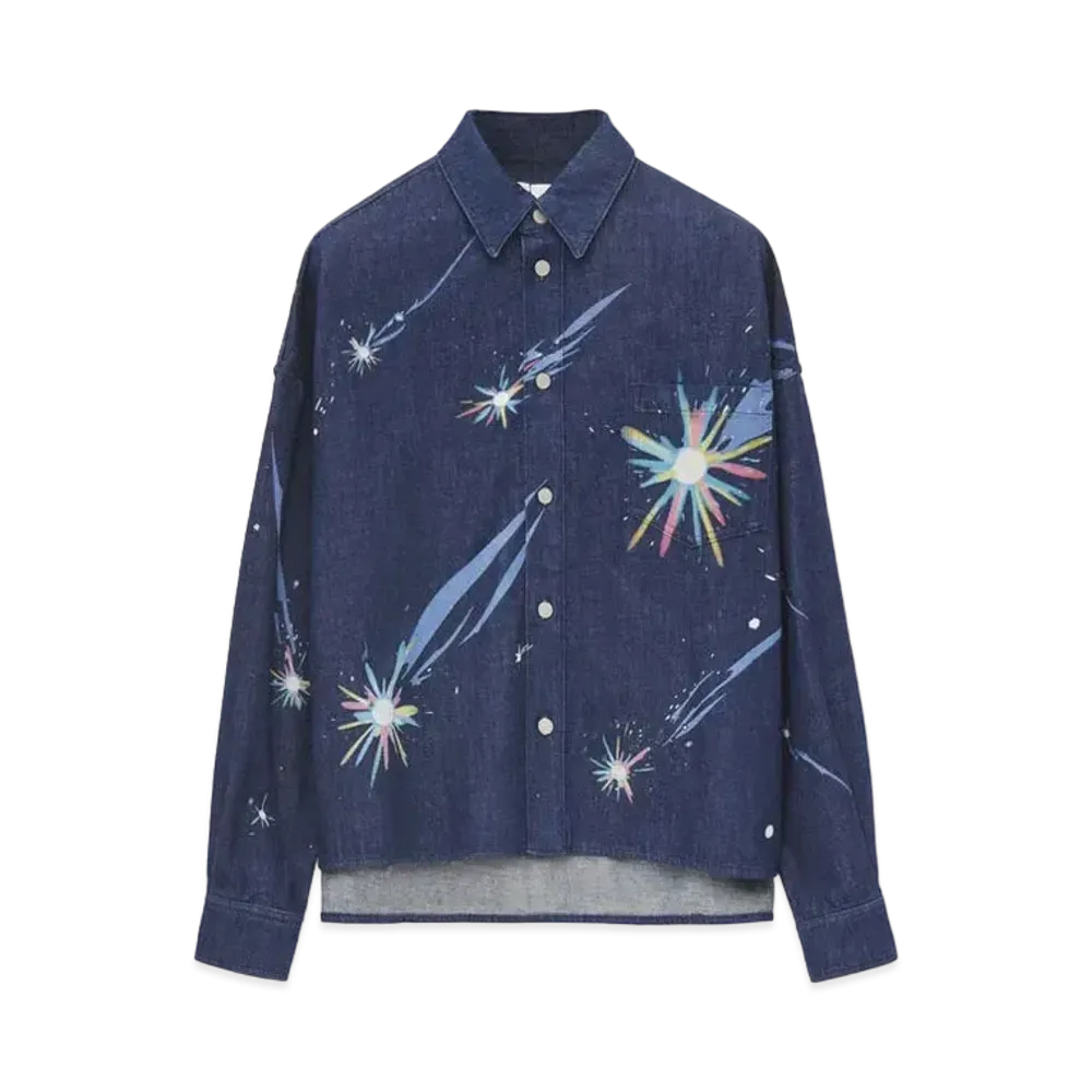 LOEWE x Howl's Moving Castle Magical Sky Overshirt In Denim "Navy Blue"