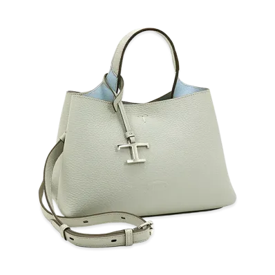 TOD'S Women's T Timeless Charm Leather Micro Handbag "Light Gray/Sky Blue"