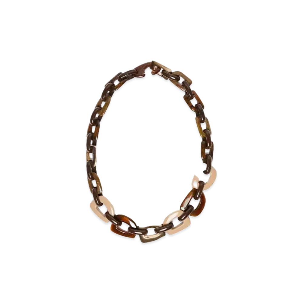 Max Mara Belize Resin Metal Chain Necklace "Brown"