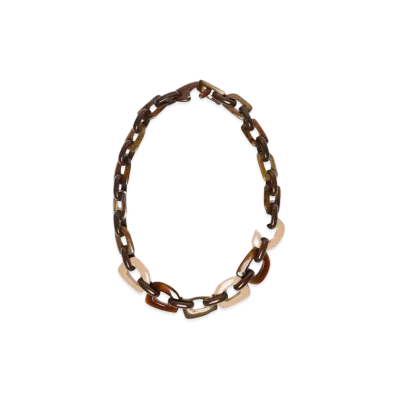 Max Mara Belize Resin Metal Chain Necklace "Brown"
