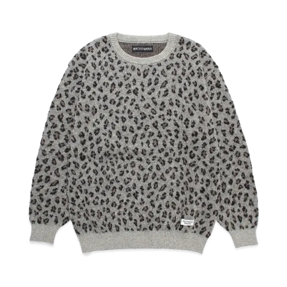WACKO MARIA Leopard Jacquard Mohair Knit Sweater "Gray"