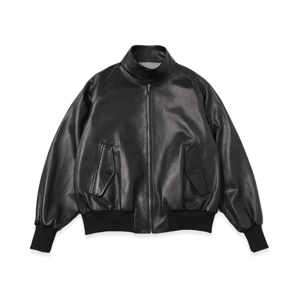 A.PRESSE Leather Harrington Jacket "Black"
