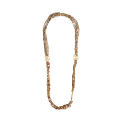 Dolce&Gabbana Long Multi-Strand Link Necklace with DG Logo "Multicolor"
