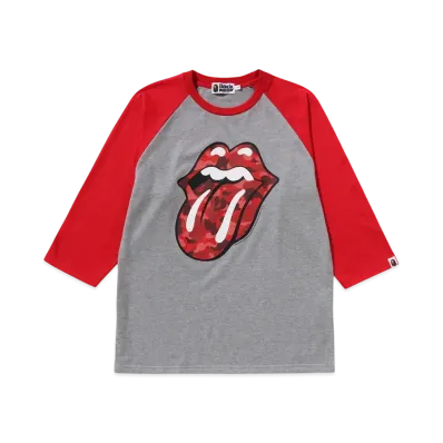 A BATHING APE x Rolling Stones 3/4 Sleeve Tee "Red"