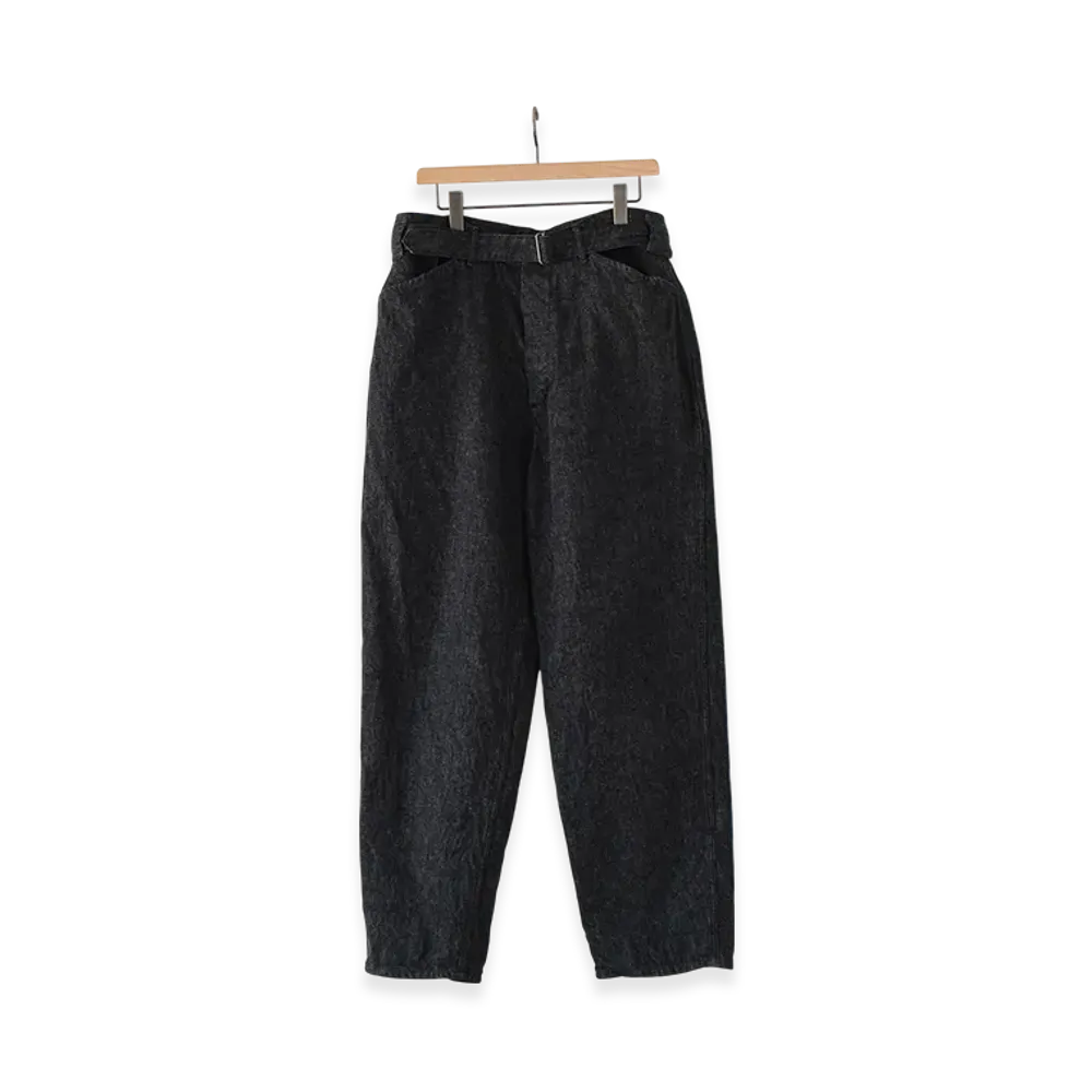 COMOLI Denim Belted Pants "Black"