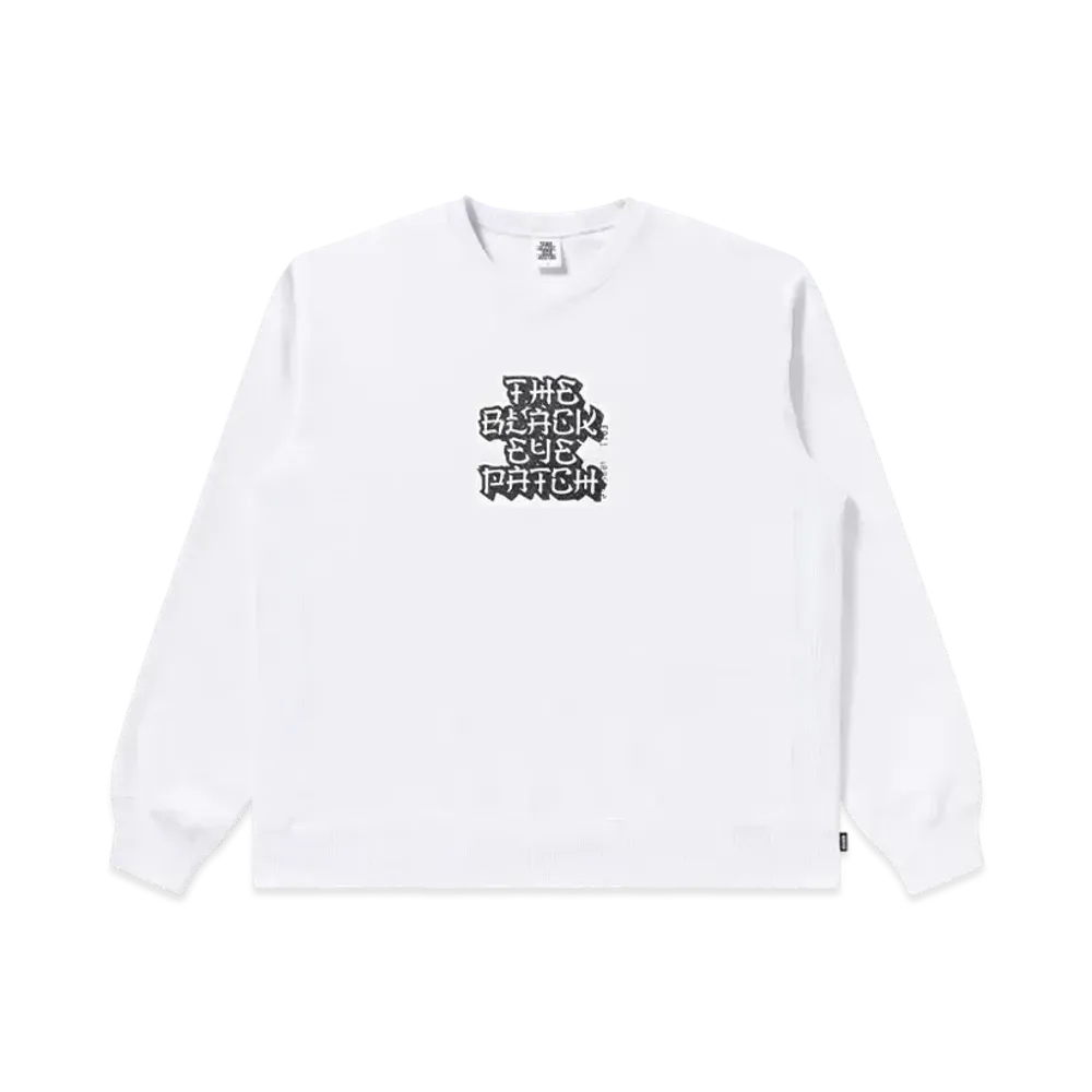 Blackeyepatch Kanji Label Typeface Crew Sweat "White"