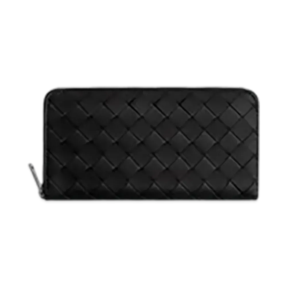 Bottega Veneta Intrecciato Zip Around Wallet "Black"
