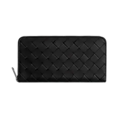 Bottega Veneta Intrecciato Zip Around Wallet "Black"