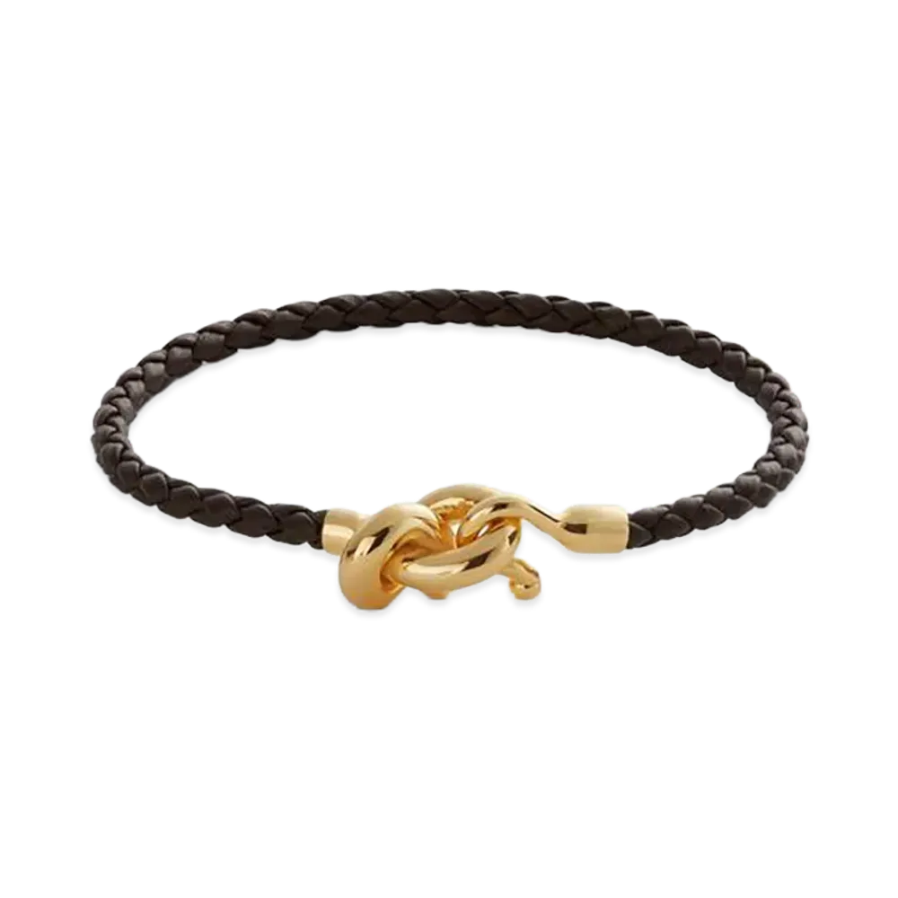 Bottega Veneta Leather Knot Bracelet "Fondente"