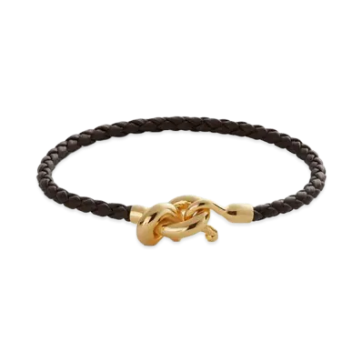 Bottega Veneta Leather Knot Bracelet "Fondente"