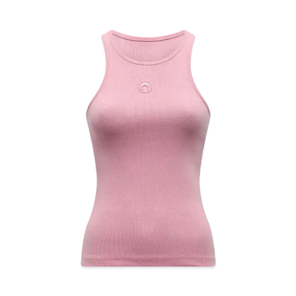 Marine Serre Organic Cotton Ribbed Tank Top "Pink"