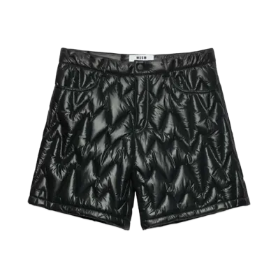 MSGM Quilted Themwave Pattern Shorts "Black"
