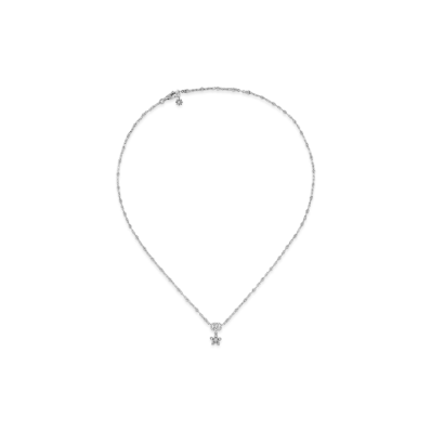 GUCCI Floral Shape 18K White Gold Diamond Necklace "White Gold"