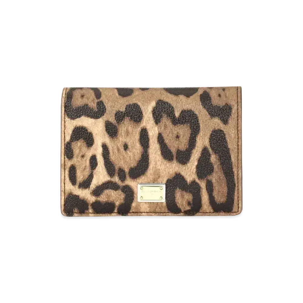 Dolce&Gabbana Zip Around Wallet Crespo Leopard Printed Logo Plate "Multicolor"