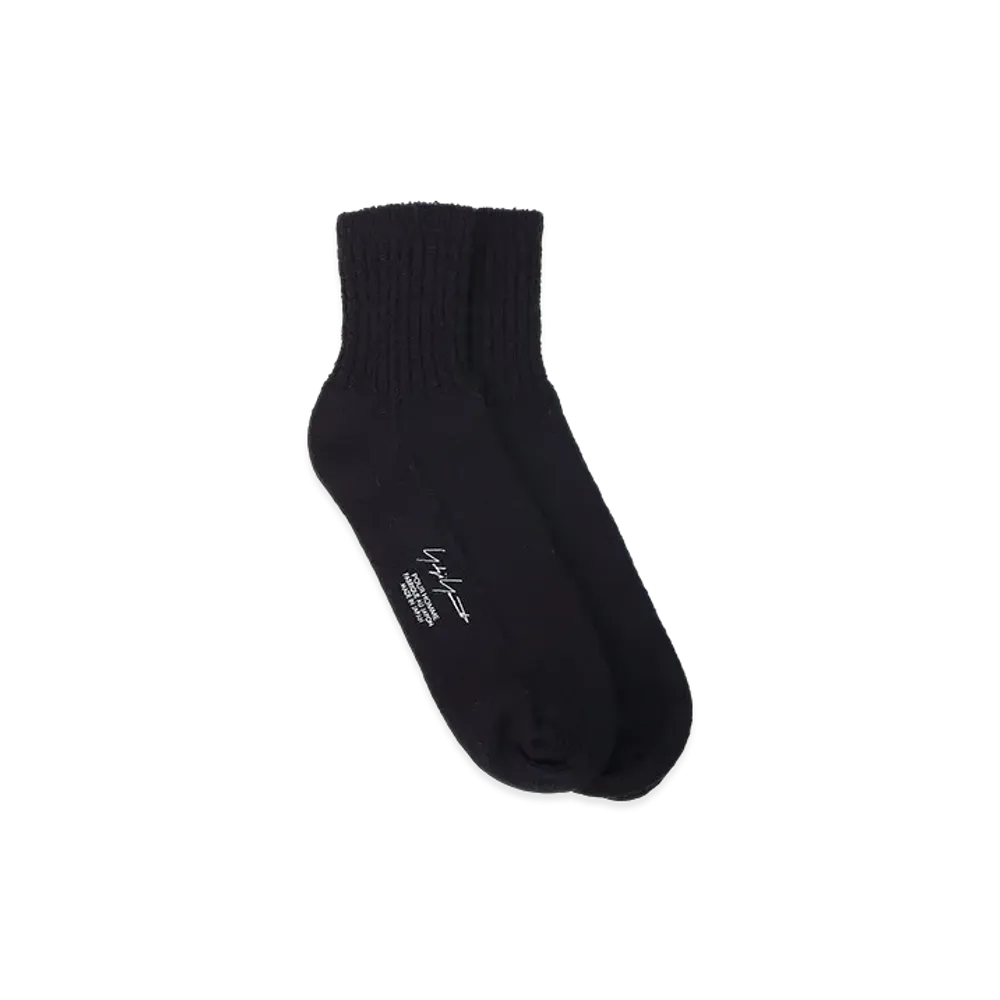 Yohji Yamamoto POUR HOMME 1/28 Raw Silk Ankle Rib Socks "Grey"