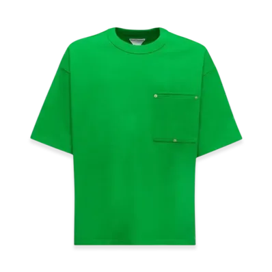 Bottega Veneta Heavy Jersey T-Shirt with Rivet Pocket "Parakeet"