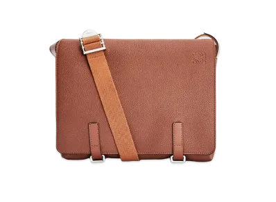 LOEWE Military Messenger Bag In Soft Grained Calfskin "Cognac"