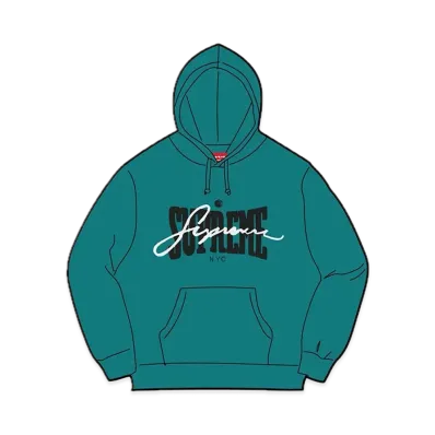Supreme Embroidered Chenille Hooded Sweatshirt "Dark Teal"