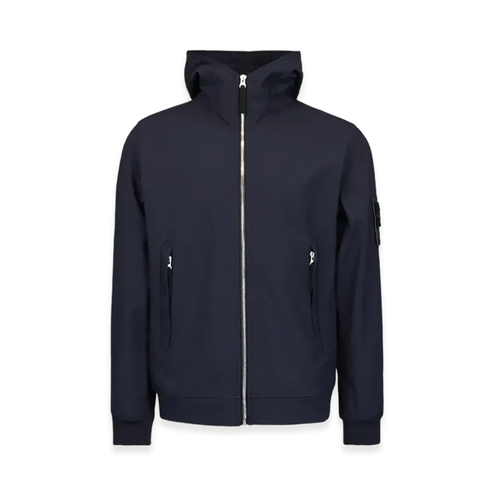 Stone Island 40927 Light Soft Shell-R Hooded Jacket - 20SS "Navy Blue"