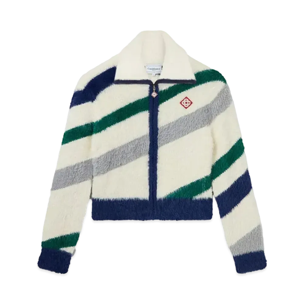 Casablanca Striped Fluffy Zip Up Jumper "Multi"