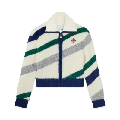 Casablanca Striped Fluffy Zip Up Jumper "Multi"