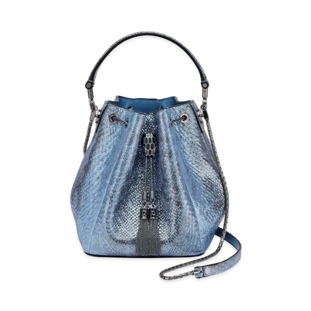 BVLGARI Serpenti Forever Bucket Bag "Blue"