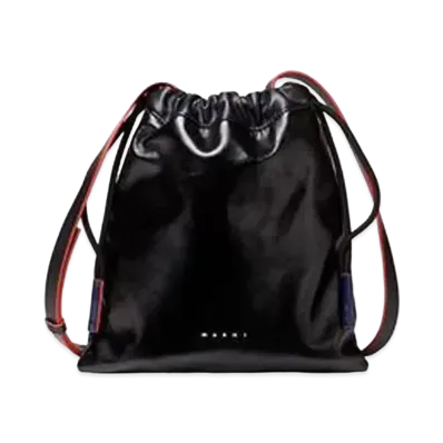 Marni MUSEO Soft Bag in Shiny Two Tone Calfskin Leather