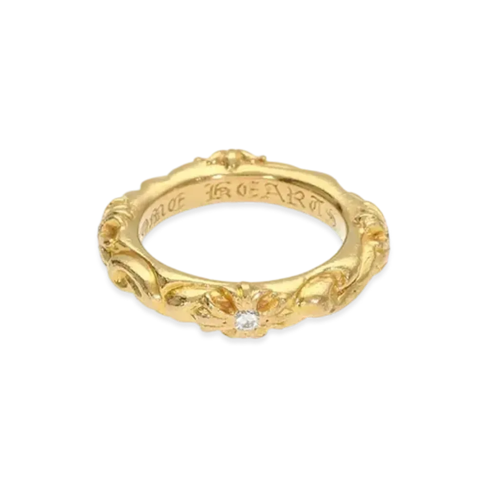 Chrome Hearts 22K SBT Band 4 Point Diamond Ring "Yellow Gold"