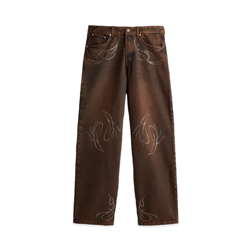 HERONPRESTON x H&M H2 Rhinestone Detail Loose Denim "Dark Brown"