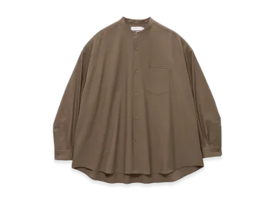 Graphpaper Extra Fine Wool L/S Oversized Band Collar Shirt "Brown"