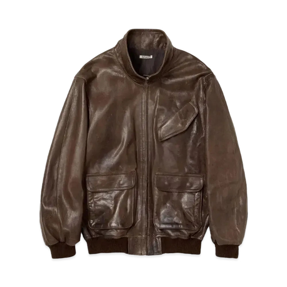 AURALEE Heavy Lamb Leather Zip Blouson "Dark Brown"